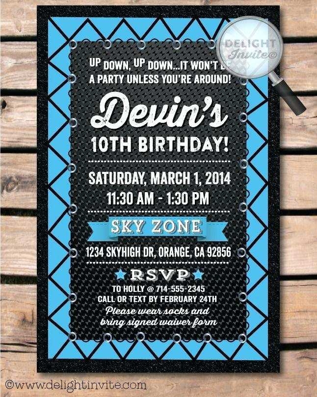 66 Printable Sky Zone Birthday Invitation Template PSD File By Sky Zone 