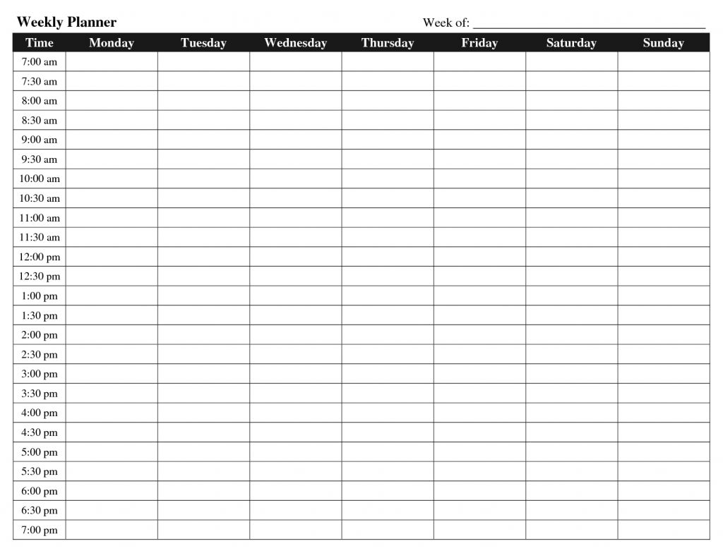 7 Day Printable Weekly Schedule Template Get What You Need