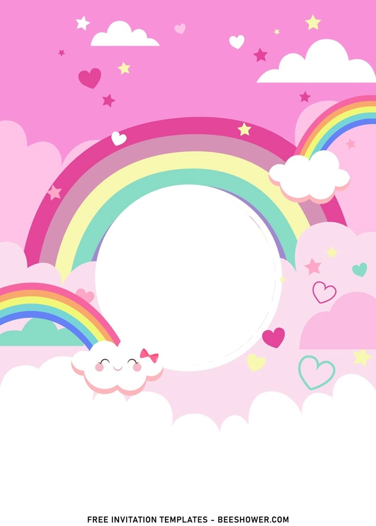 rainbow birthday invitation templates
