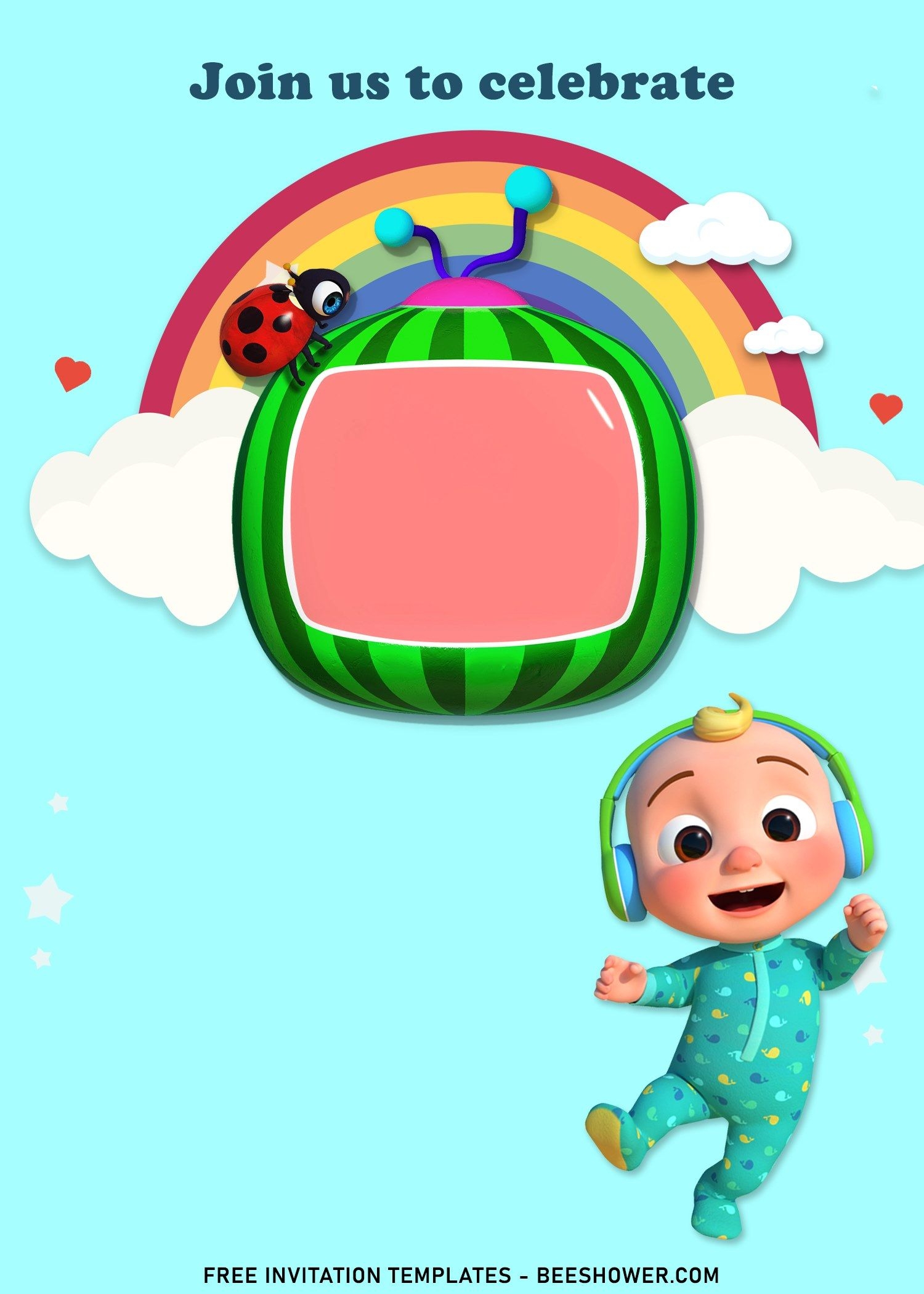 rainbow theme invitation template