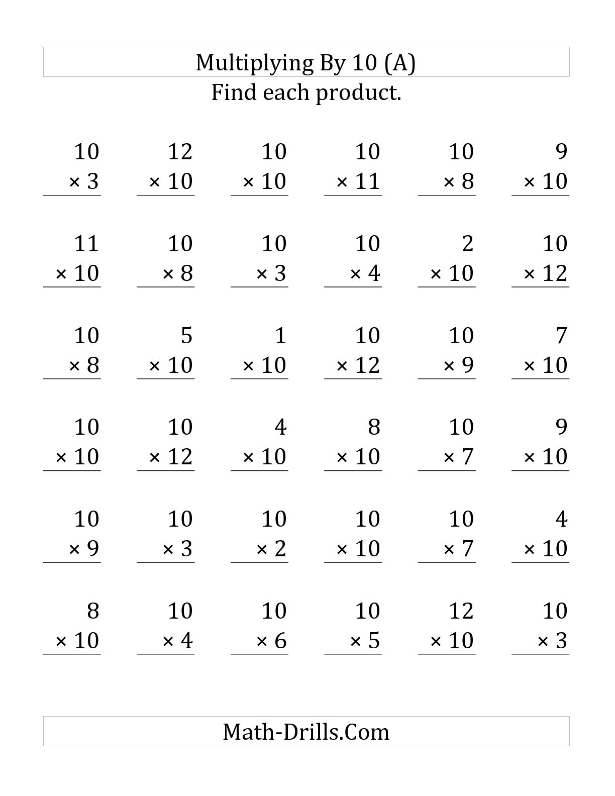 7 Multiplication Facts Worksheet Printable Calendars AT A GLANCE
