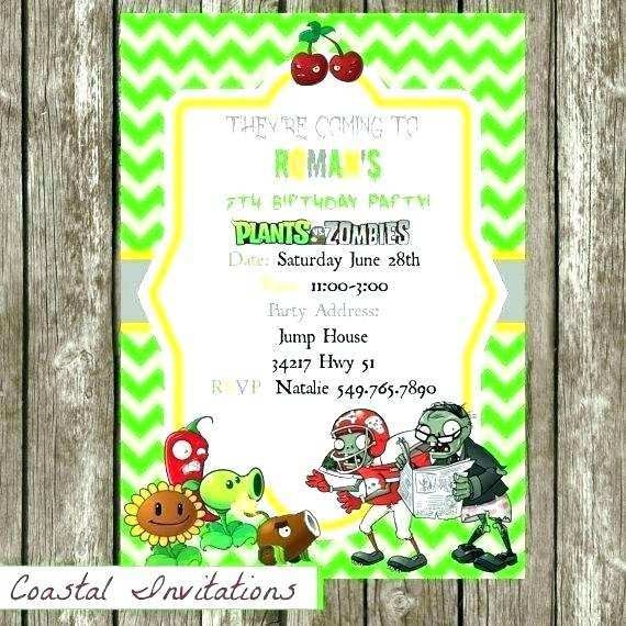 70 Create Plants Vs Zombies Birthday Invitation Template With Stunning