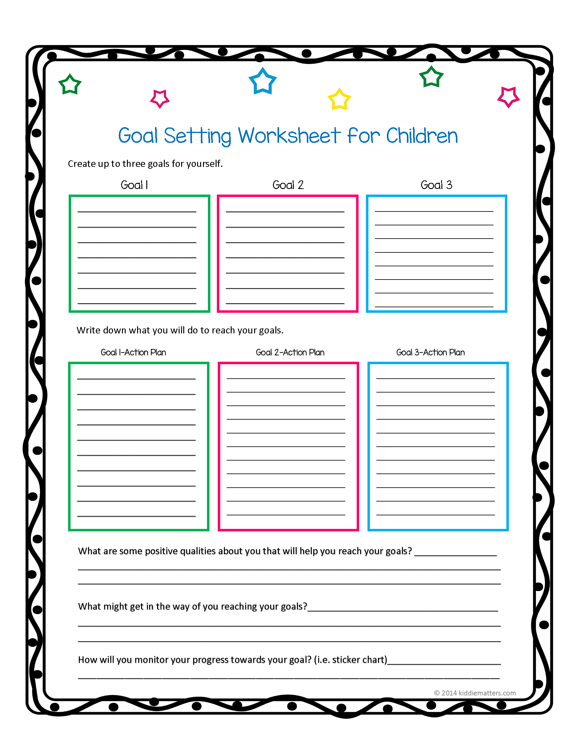 worksheet on goal setting