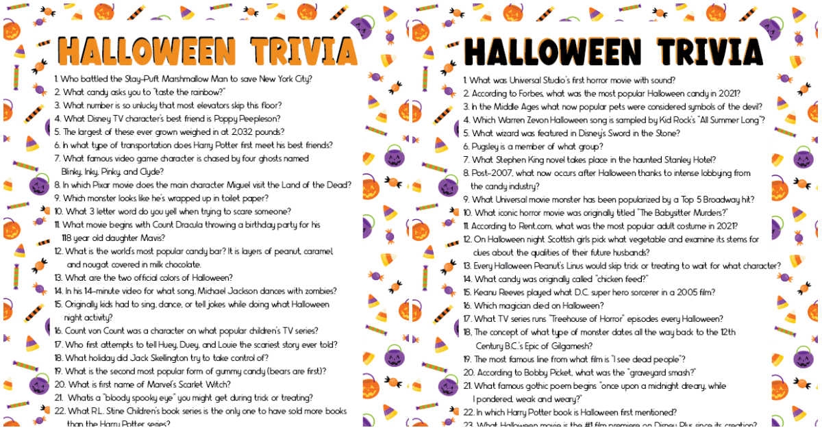halloween picture quiz with answers printable