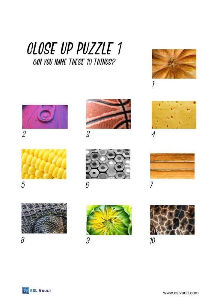 everyday objects close up picture quiz with answers printable