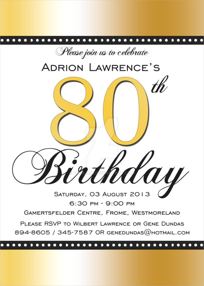 printable 80th birthday invitation template