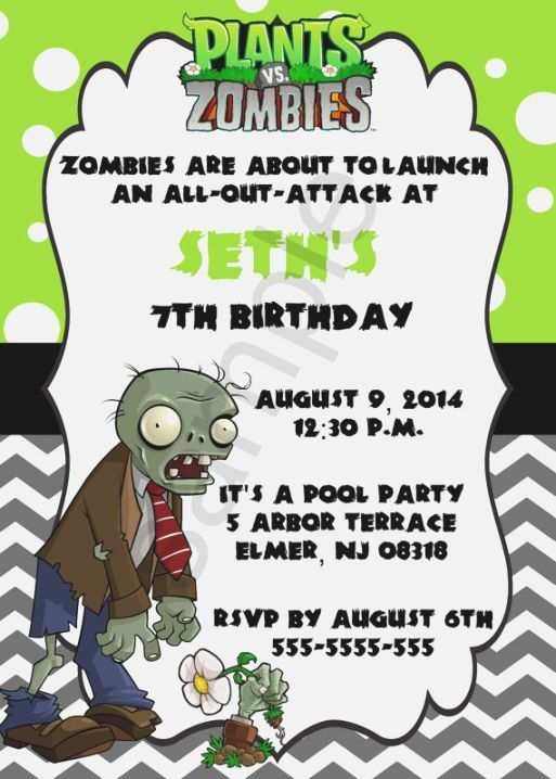 81 Free Printable Plants Vs Zombies Party Invitation Template For Free 