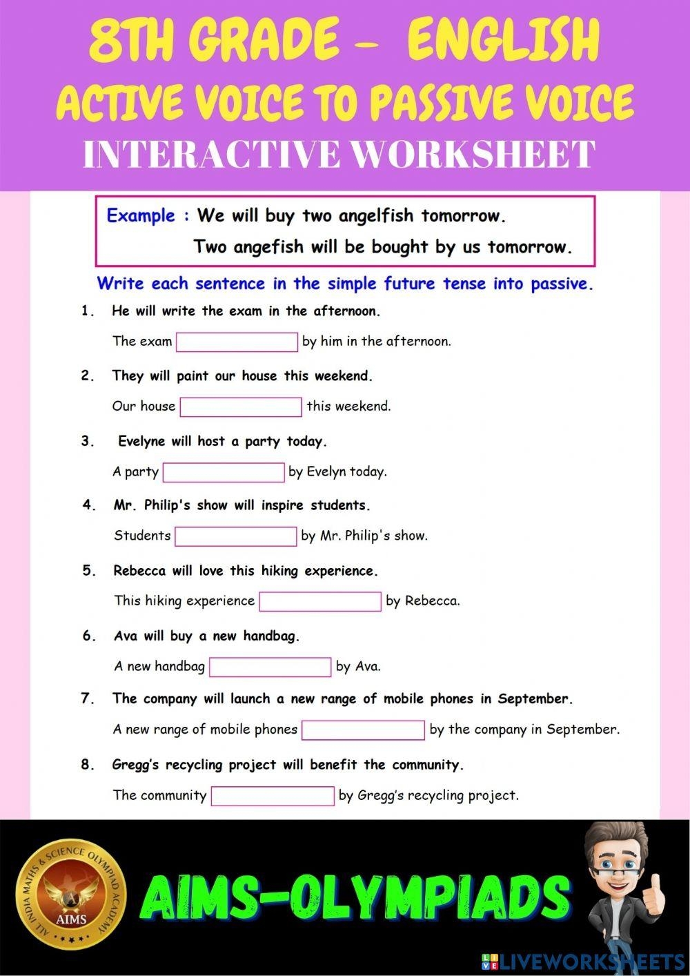 active passive verbs worksheet