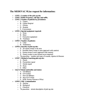 9 Line Medevac Card Printable Infoupdate