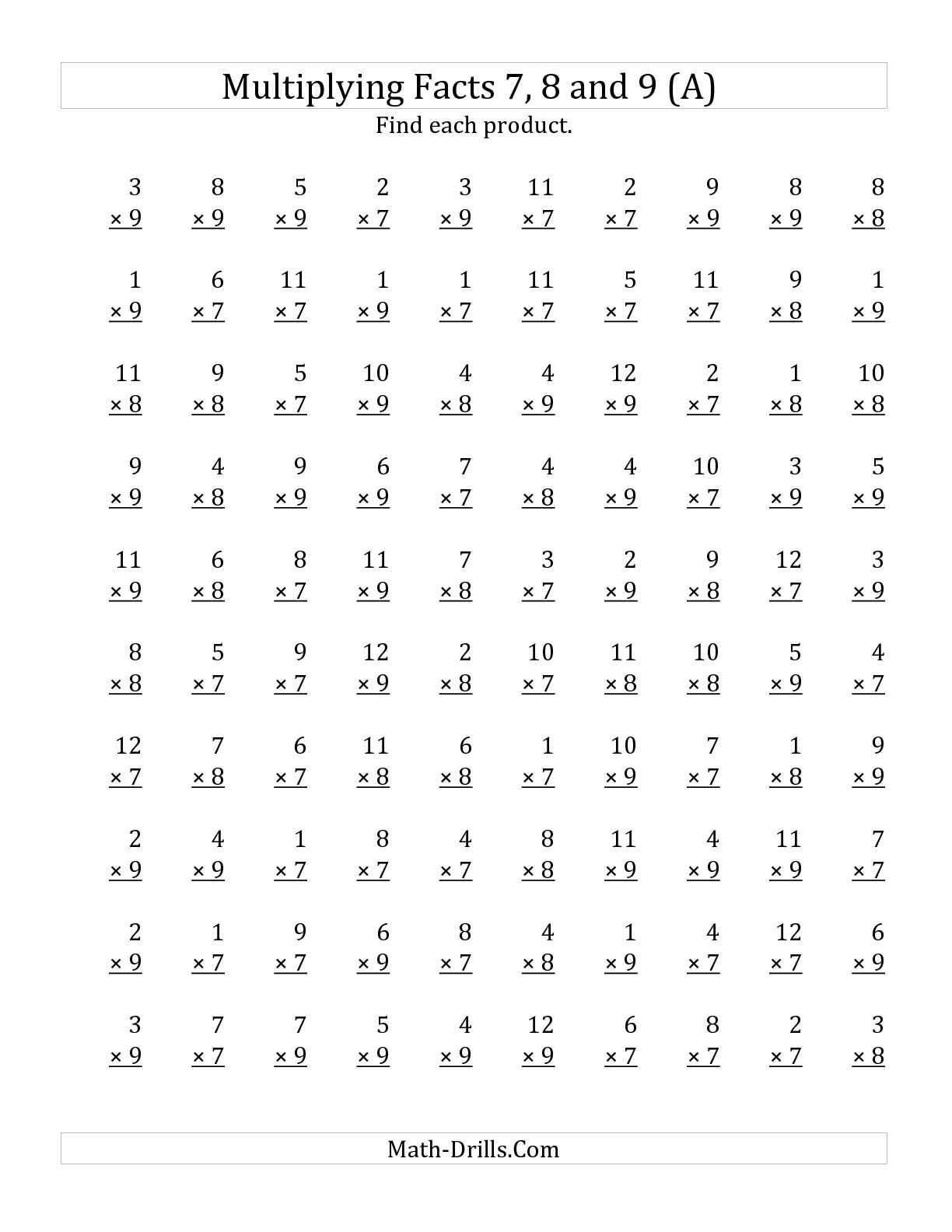 9 S Multiplication Worksheet Multiplication Worksheets