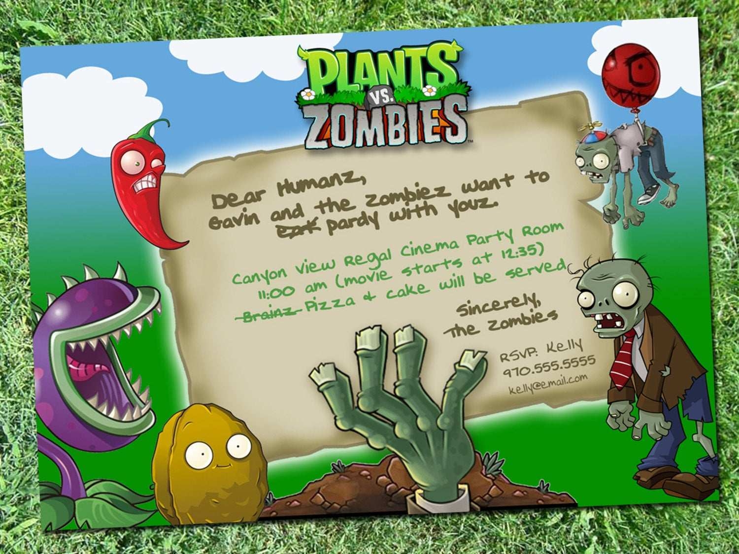 94 The Best Plants Vs Zombies Birthday Invitation Template Templates 