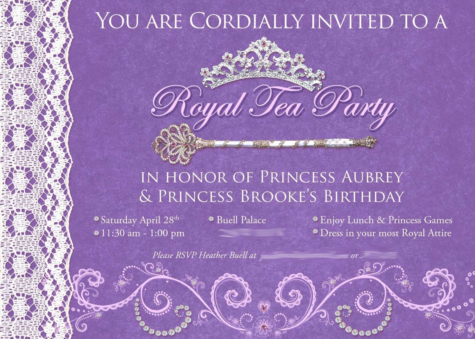 97 Blank Royal Tea Party Invitation Template In Photoshop For Royal Tea 