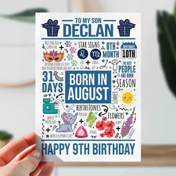 9year Old Boy Birthday Card Etsy
