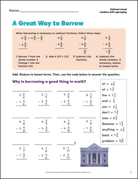 A Great Way To Borrow Mixed Numbers Regrouping Printable
