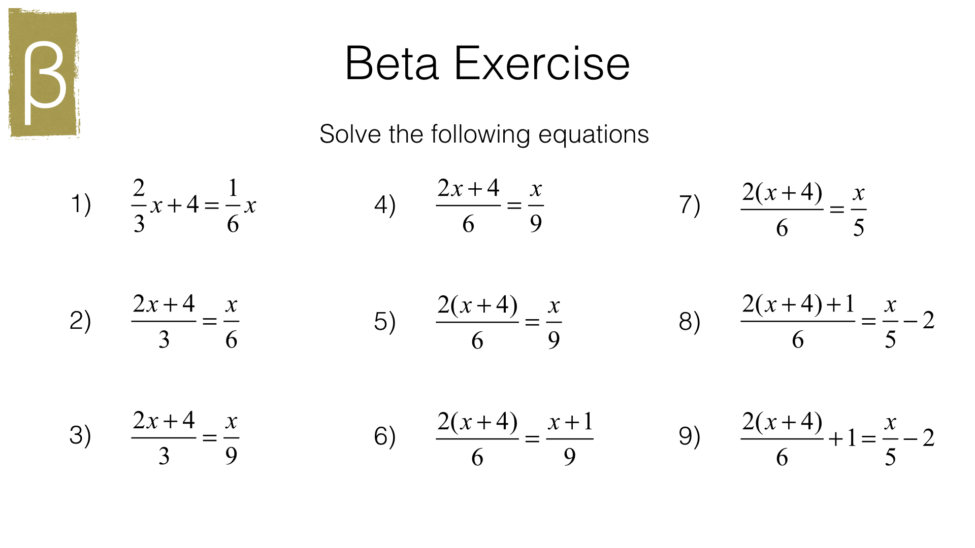 A17b Solving Linear Equations In One Unknown Algebraically Where 