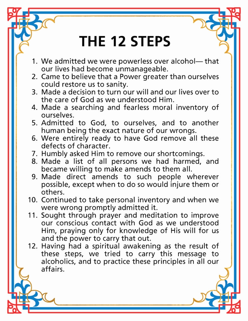 aa twelve steps worksheets