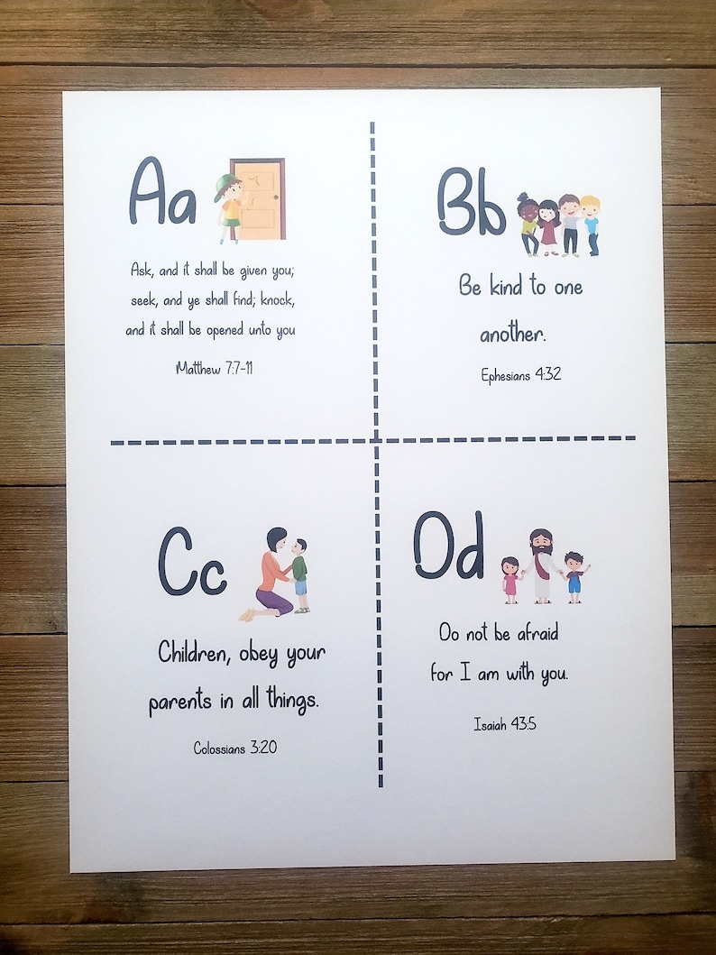 ABC Bible Scripture Cards Alphabet Scripture Cards Preschool 