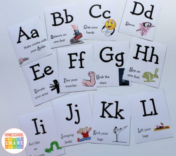 ABC Exercise Cards Homeschool Share