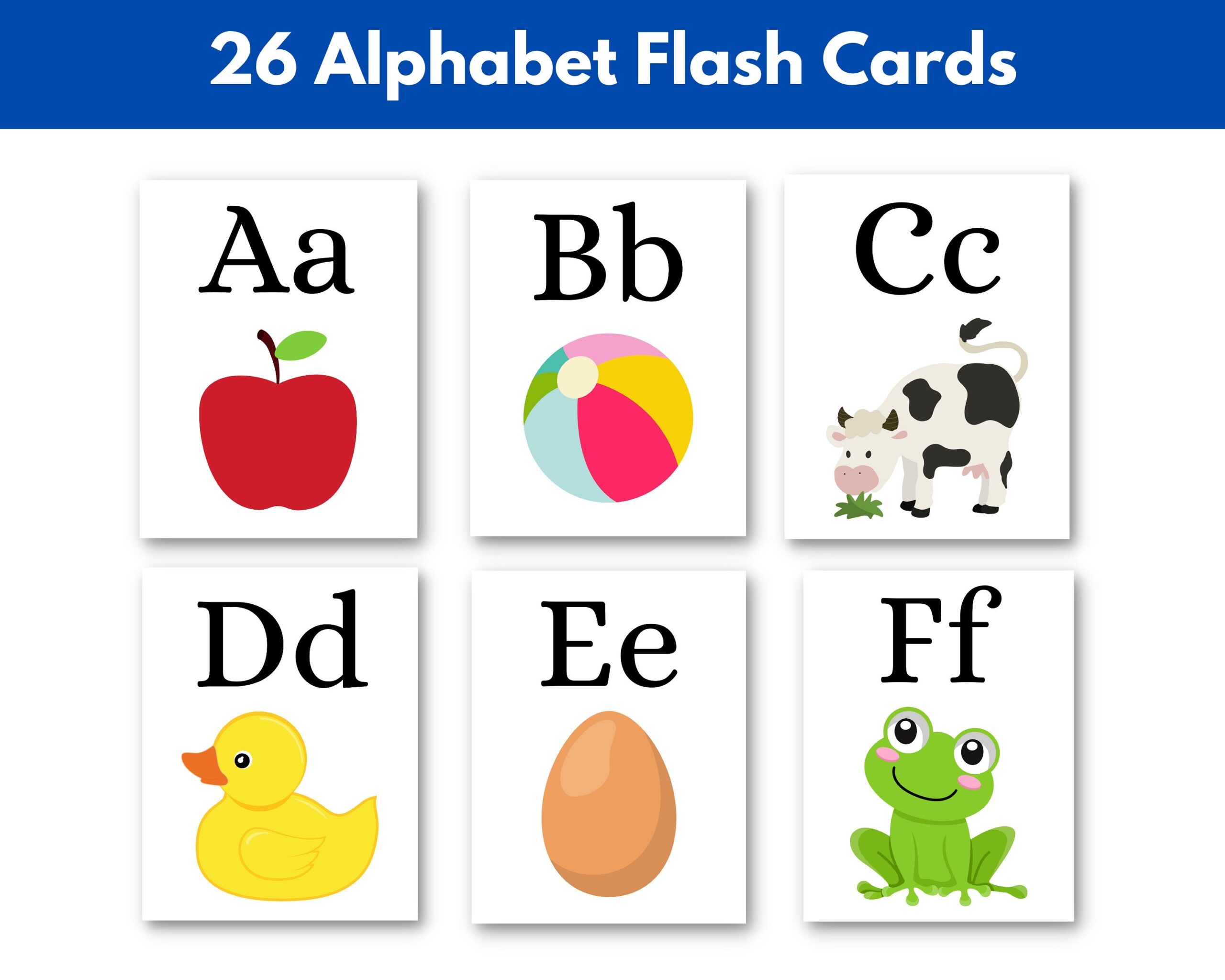 ABC Flash Cards Printable ABC Flashcards Full Color Preschool Activity
