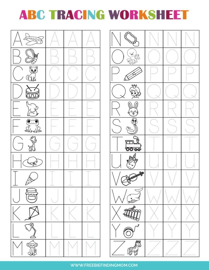 abc tracing worksheets pdf