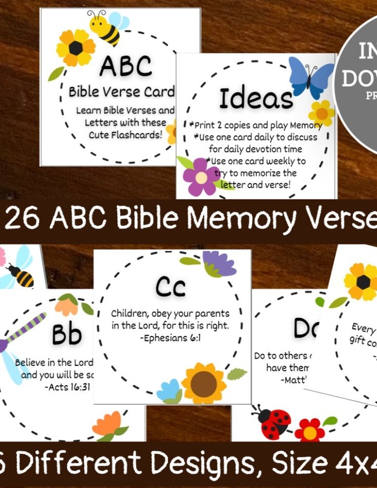 ABC Scripture Cards ABC Bible Verse Memory Christian Homeschool 