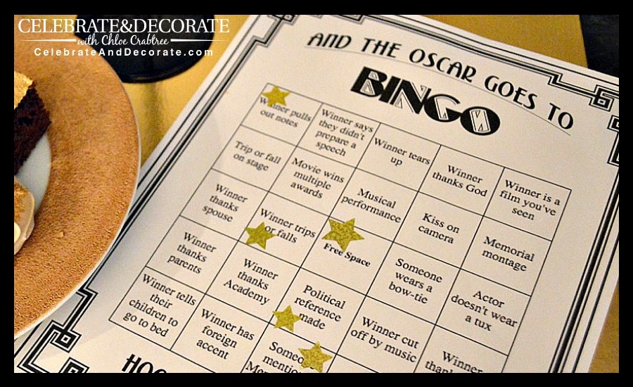 Academy Awards Party Bingo Free Printables Celebrate Decorate