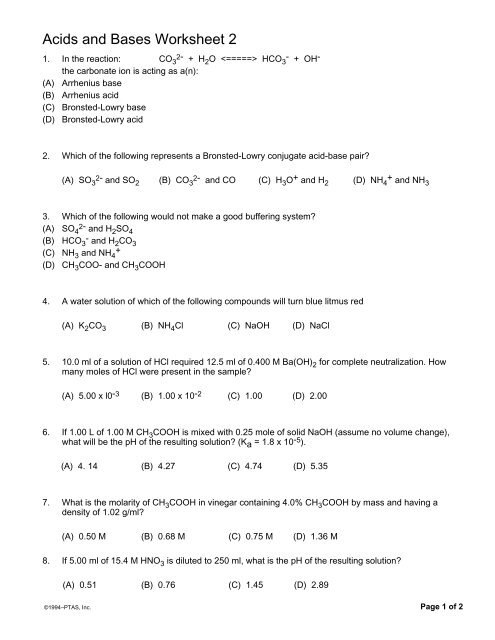 acid and bases worksheet