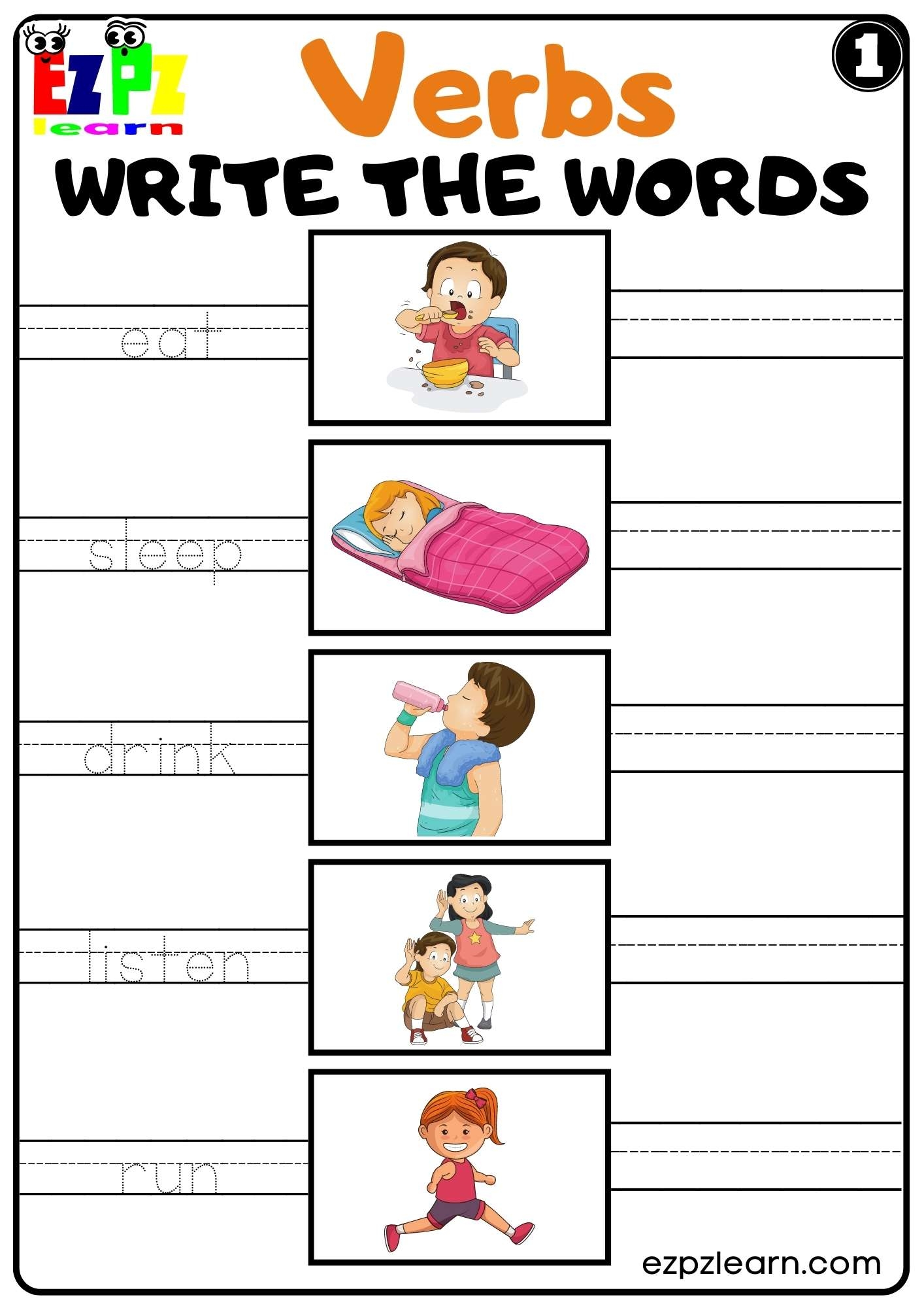 Action Verbs Ezpzlearn Worksheets Library