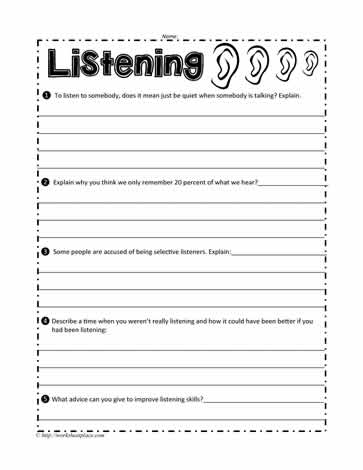 Active Listening Worksheets For Adults Pdf