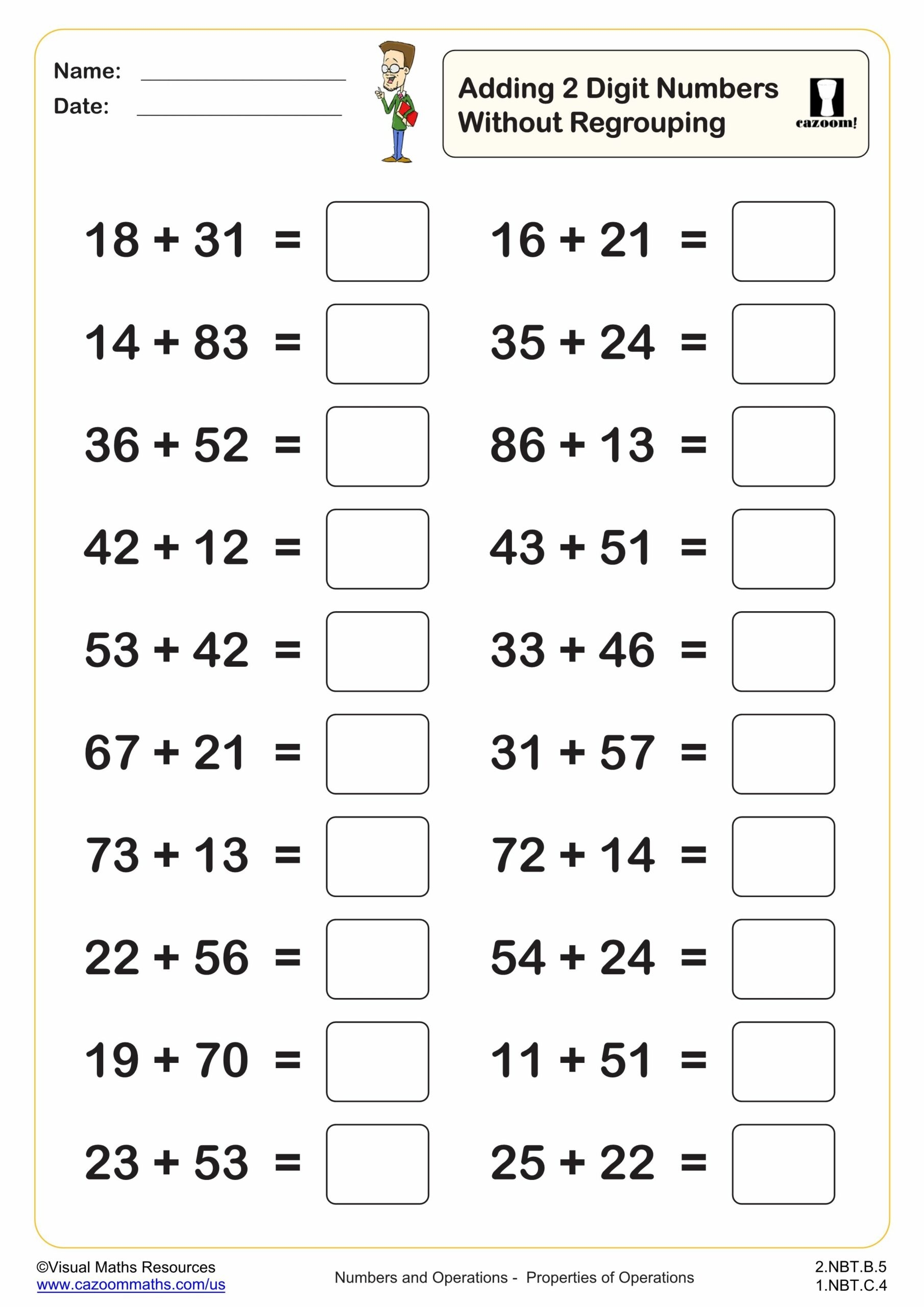 2 digit addition worksheet