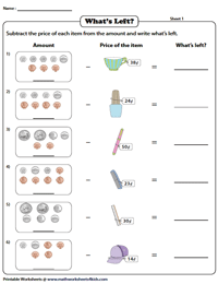 Adding And Subtracting Money Worksheets Worksheets For Kindergarten