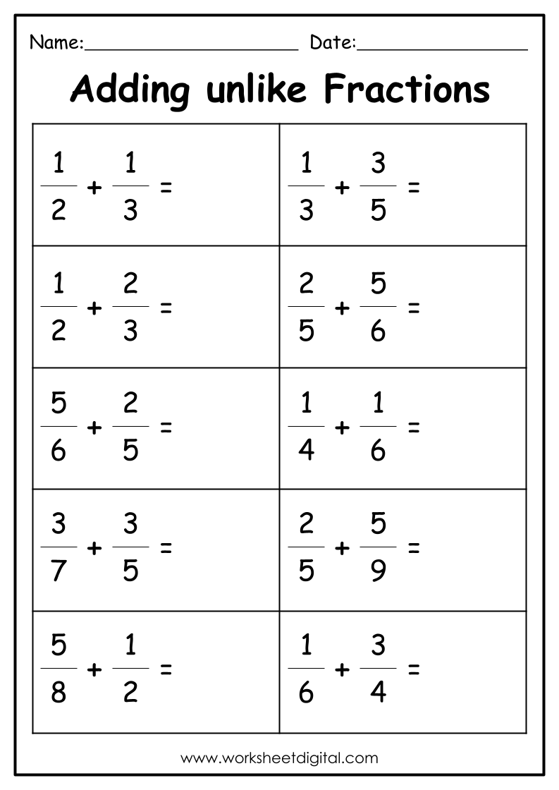 Adding Fractions Worksheets Worksheets Library