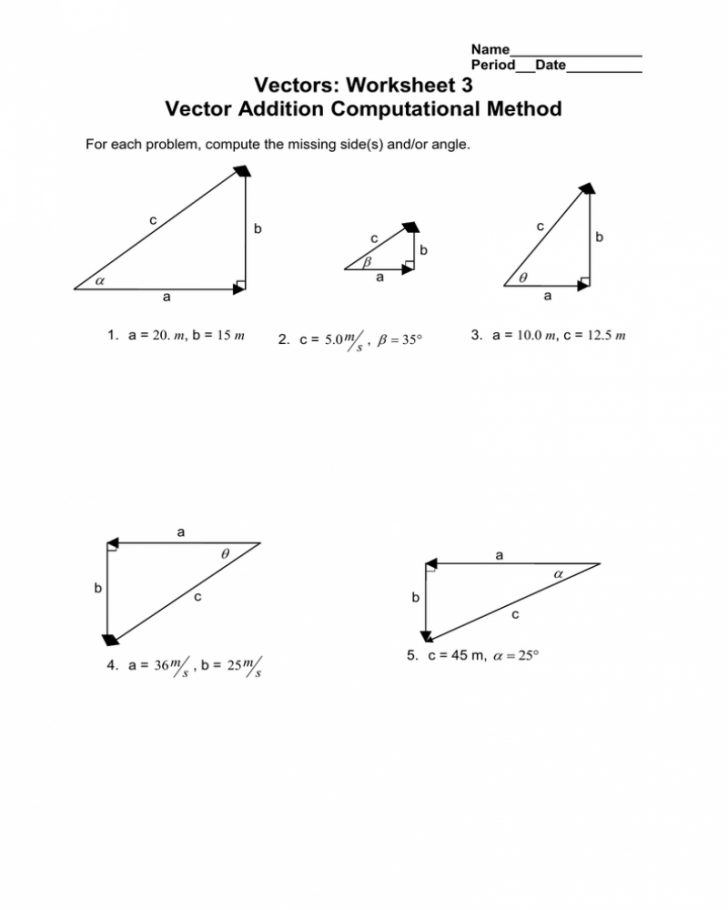 Adding Vectors Worksheet Physics Math Worksheets Printable