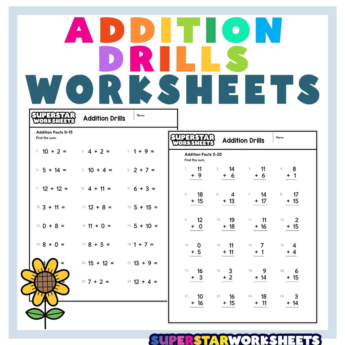 timed addition worksheets