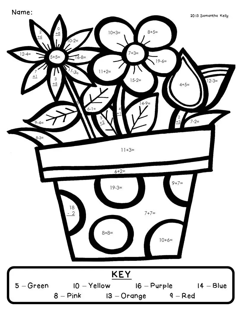 Addition Subtraction Color By Number Worksheets AdditionWorksheets