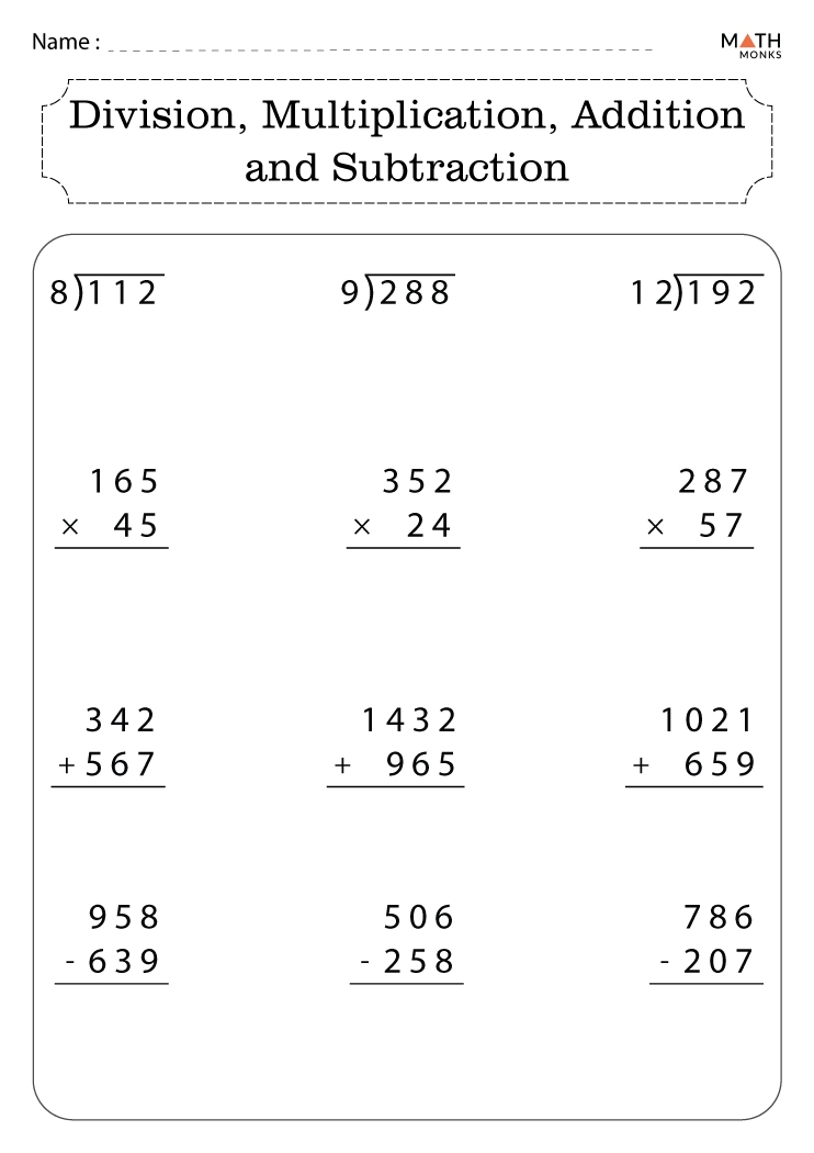addition subtraction multiplication and division of fractions worksheets
