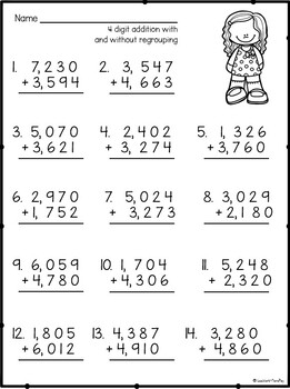 Addition With And Without Regrouping Worksheets 4 Digits Worksheets 
