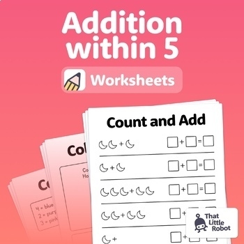 addition within 5 worksheets for kindergarten