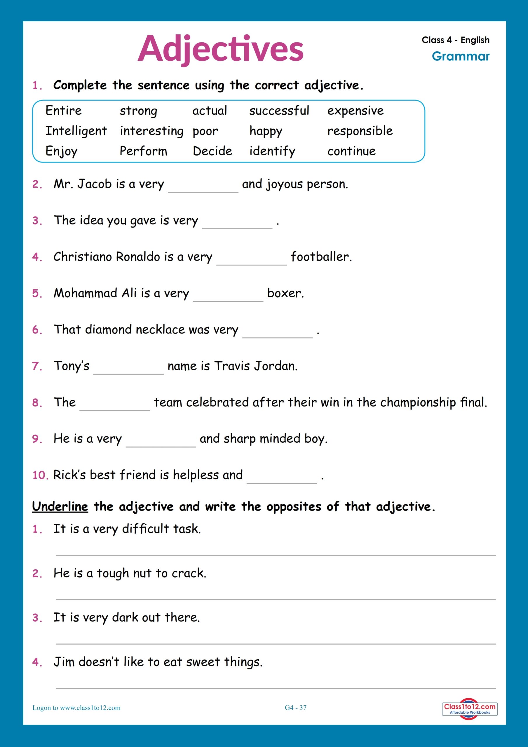 4th grade worksheet