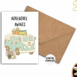 Adventure Awaits Printable Card Going Away Travel Card Etsy