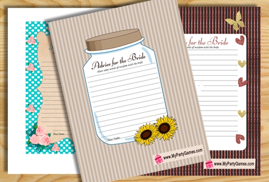 Advice For The Bride Free Printable Cards
