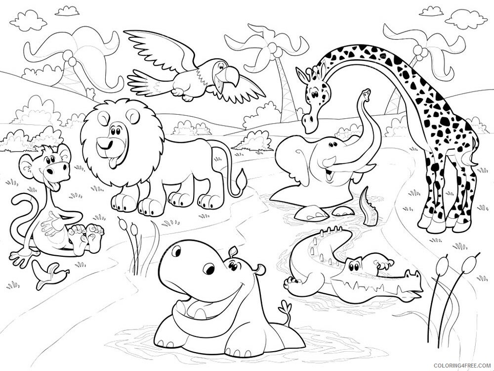 African Animals Coloring Pages Animal Printable Sheets African Animals 