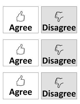 Agree Disagree Response Cards By Teaching In 4 quot Heels TpT