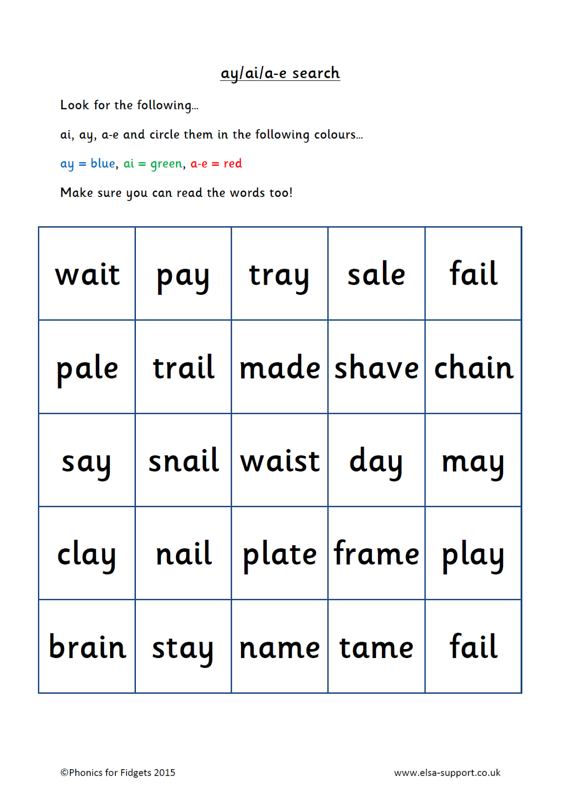 Ai Sound Worksheets