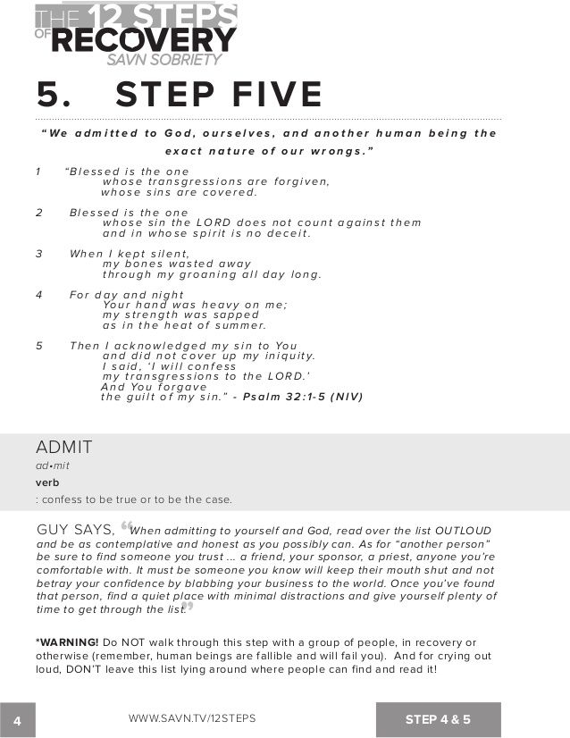 step five aa worksheet