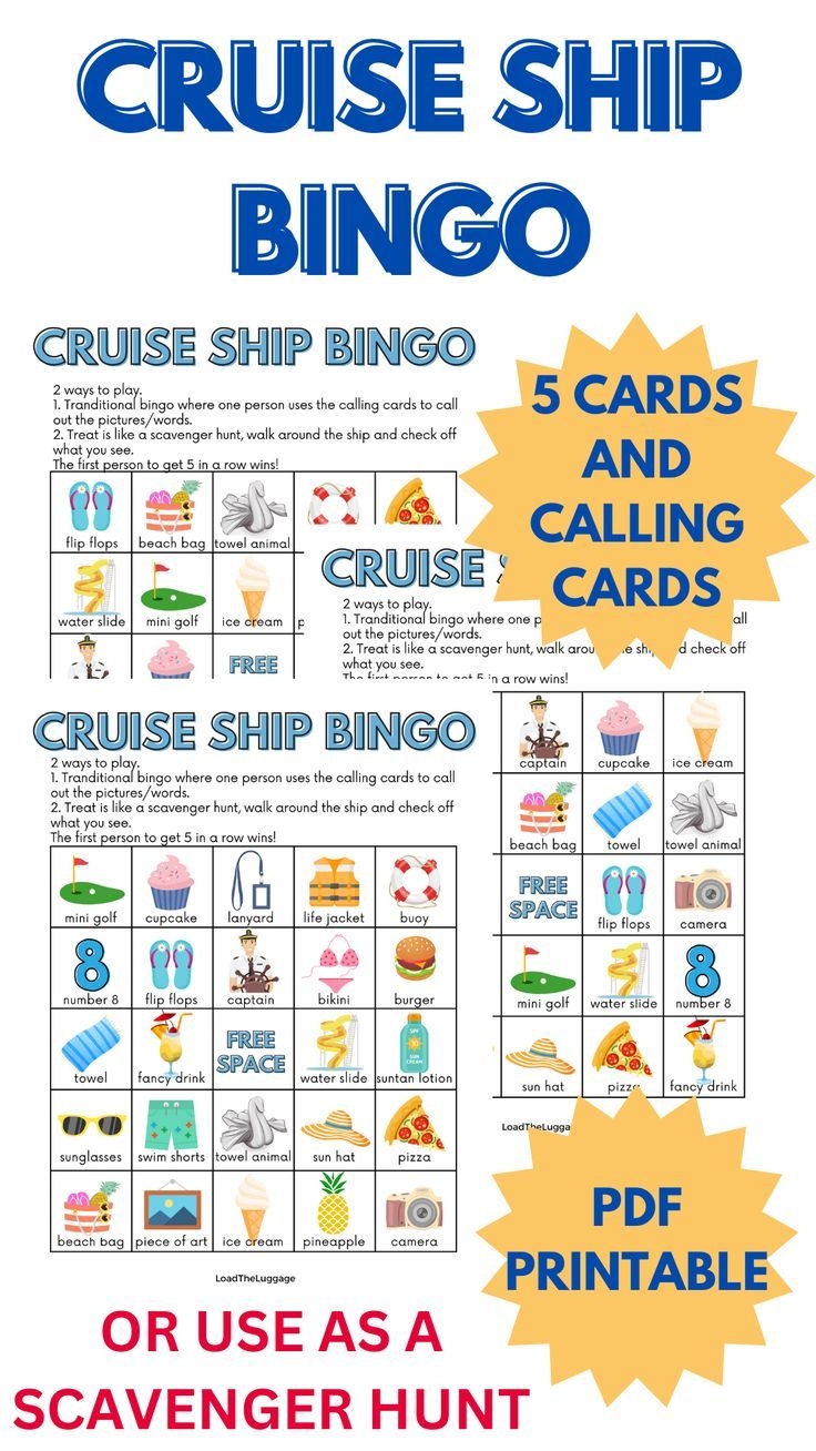 alaska cruise ship bingo cards for kids printable