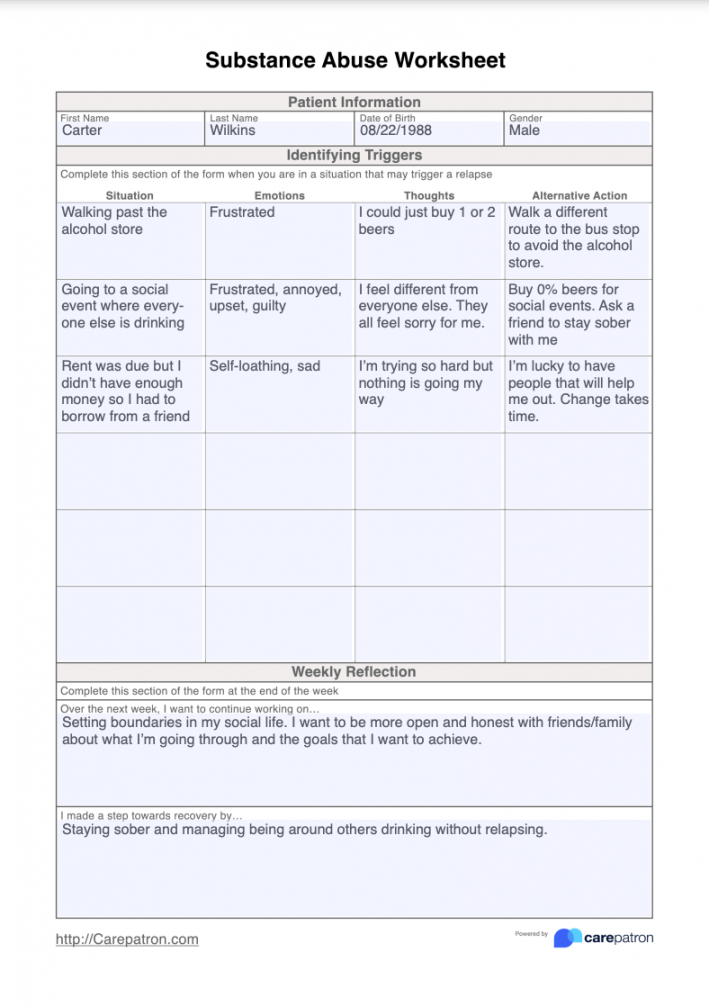 Alcohol Misuse Worksheets Printable PDF Template