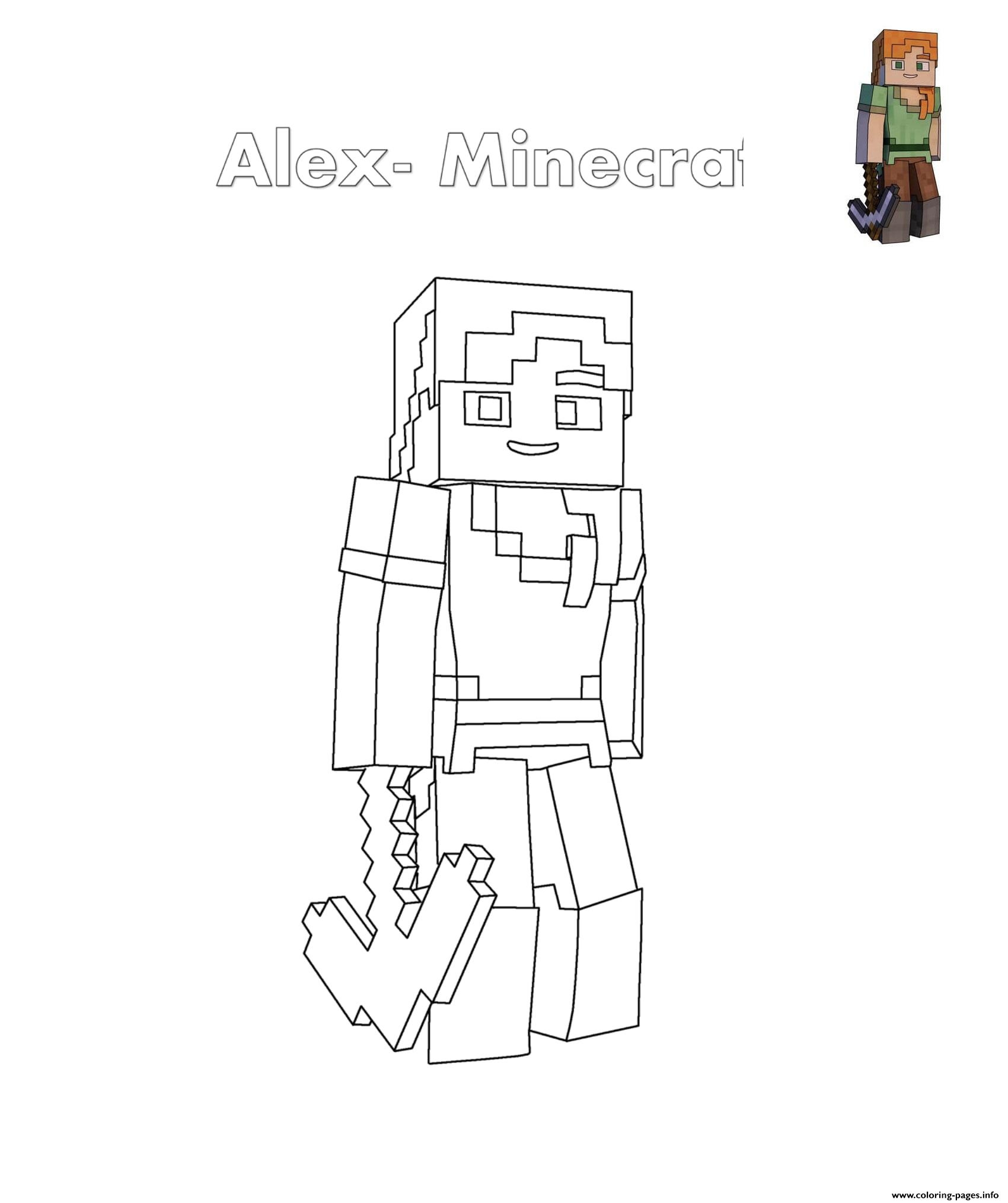 Alex Minecraft Coloring Page Printable