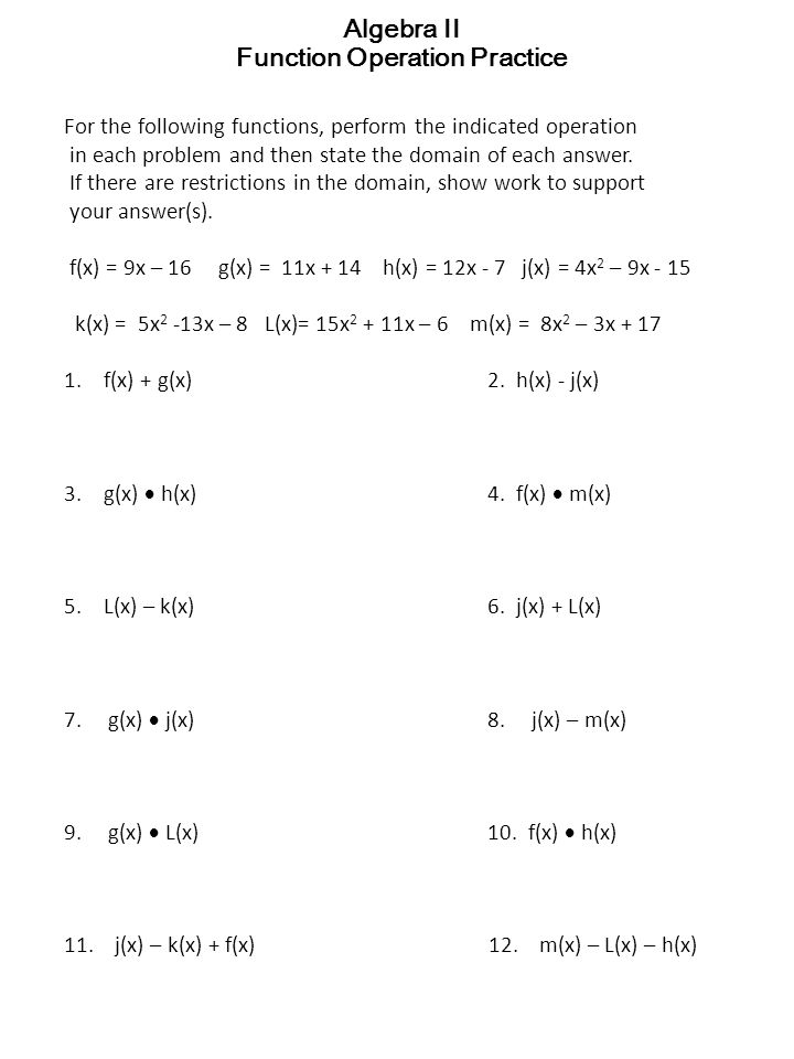 Algebra II Function Operation Examples Ppt Download Worksheets Library