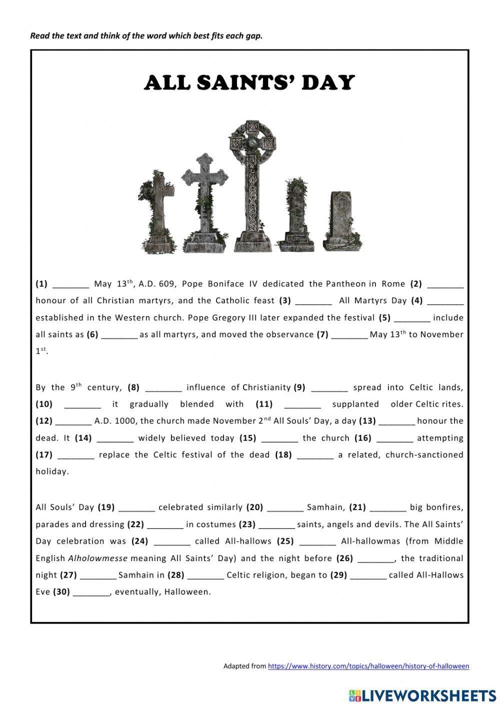 All Saints Day Coloring Page Worksheets Library